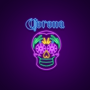 Corona Skull Neon Sign