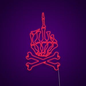 Skeleton Middle Finger LED Light Sign