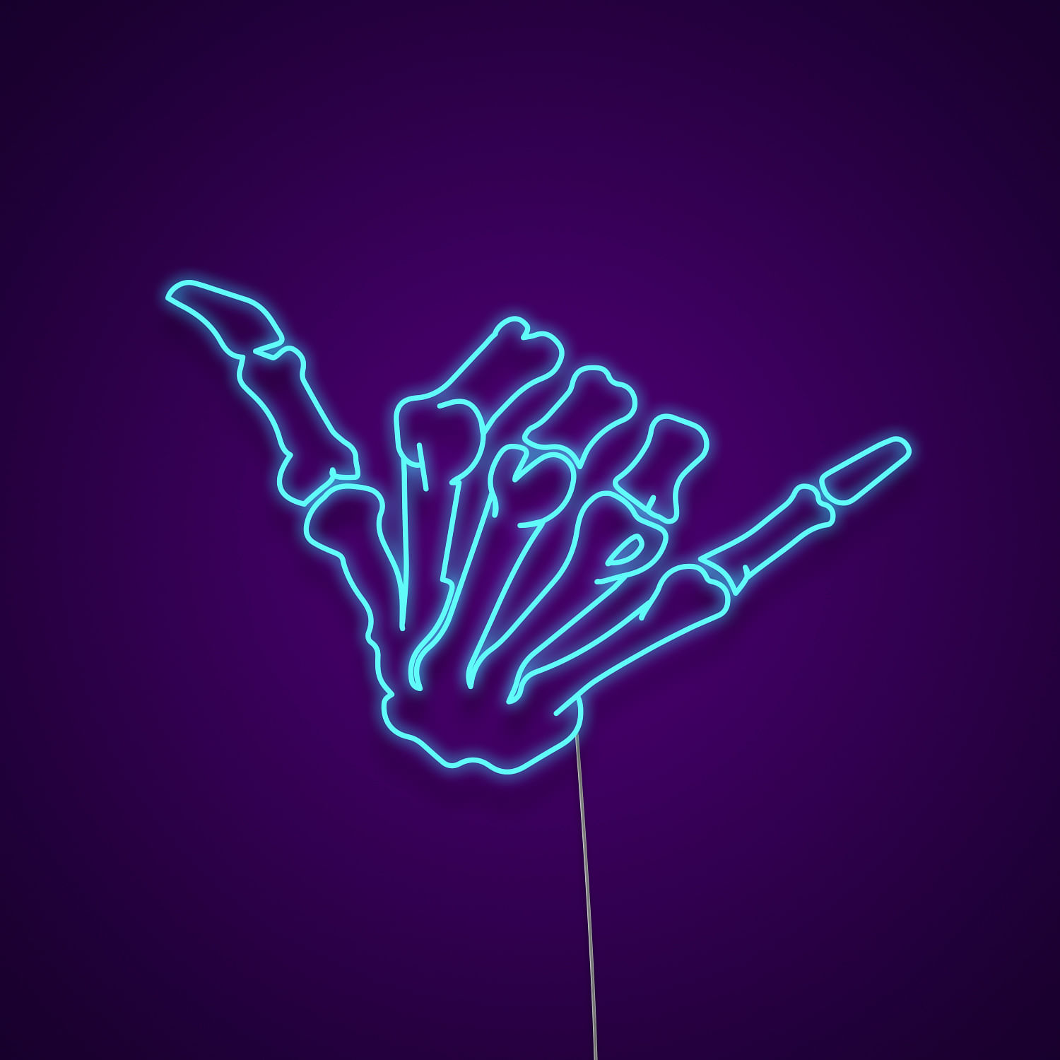 skeleton hand neon sign