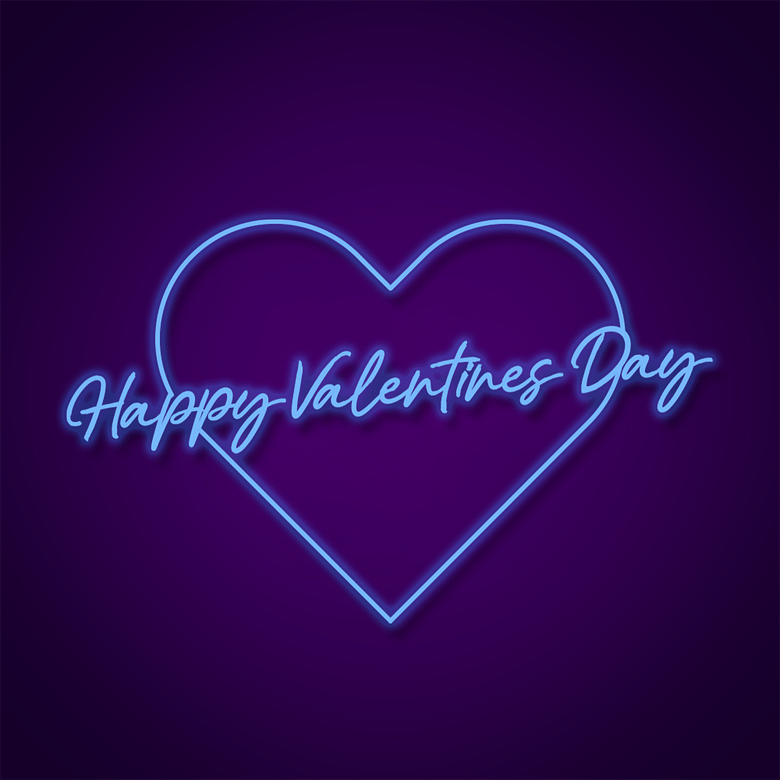 Black Neon Light Hearts Happy Valentines Day Limited Time Deal 50