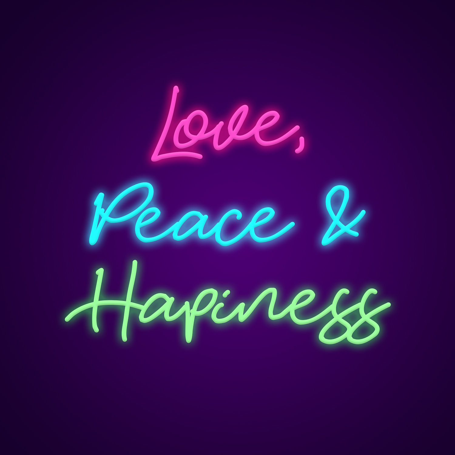 Love, Peace and Happiness Light - Neonize