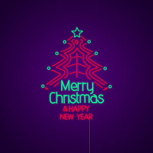 Merry Christmas And Happy New Year Neon Sign