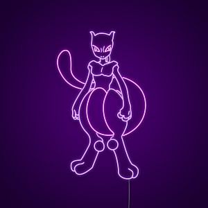 Mewtwo Pokemon Neon Sign