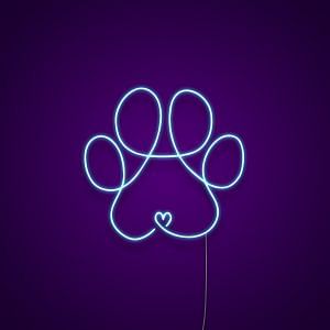 Pawprint Lineart Neon Sign