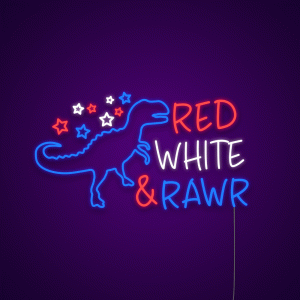 Red White and Rawr Neon Light Sign