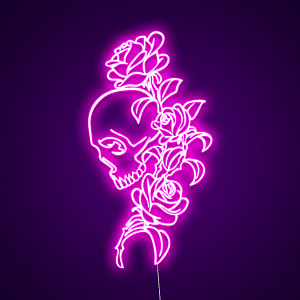 Rose Skull LED Neon Light Sign