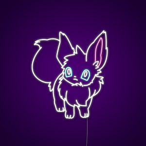 White Eeve Pokemon Neon Sign