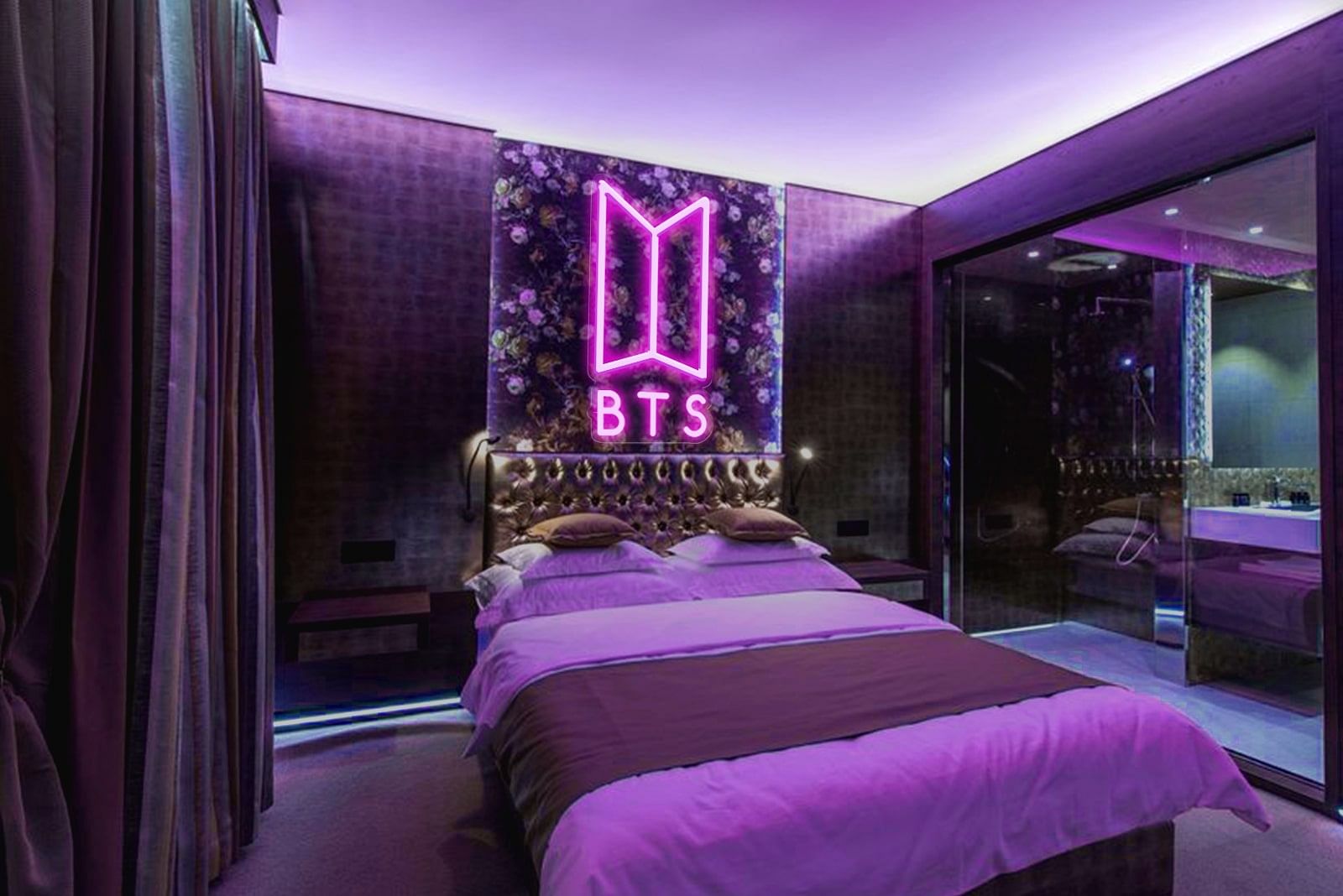 Light Up Your BTS-Inspired Room with a Purple Neon Sign