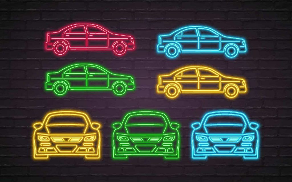 car icon sets - neon garage signs